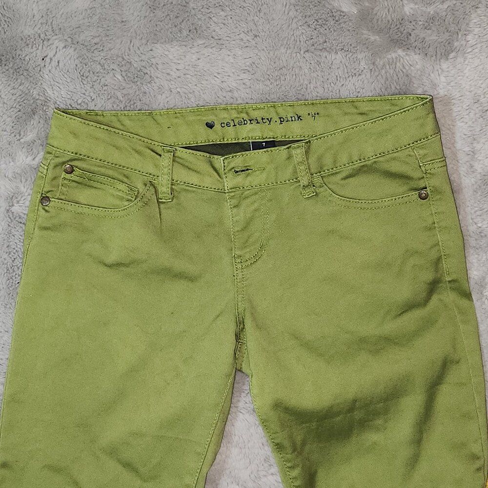 Pea Green Skinny Jeans Size 7 - Picture 3 of 4